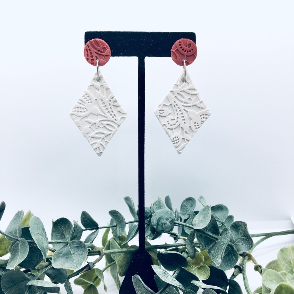 Diamond Drop Handmade Polymer Clay Earrings